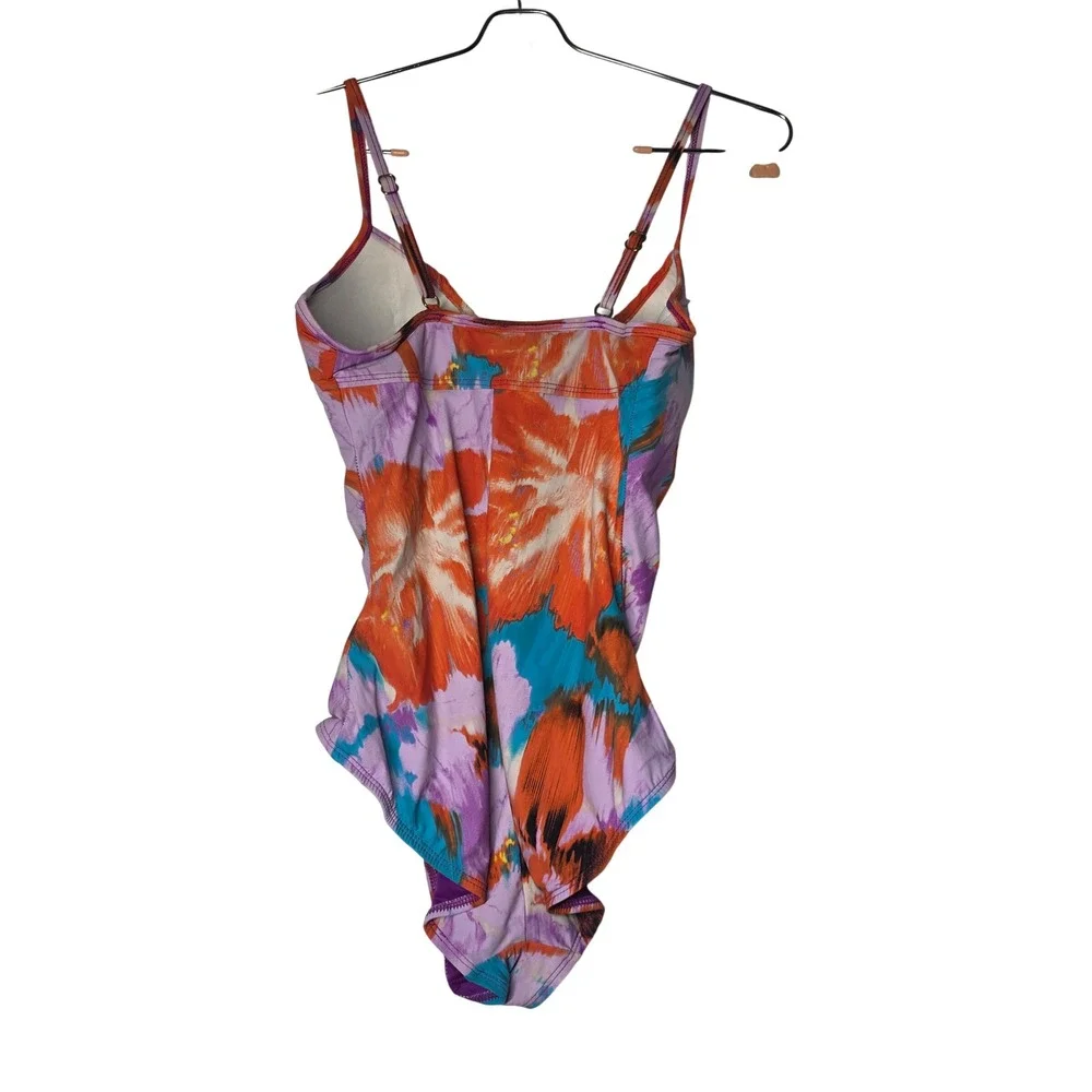 Spanx Aloha Floral One Piece Swimsuit‎ Size 6D/DD Slimming Ruched Underwire
